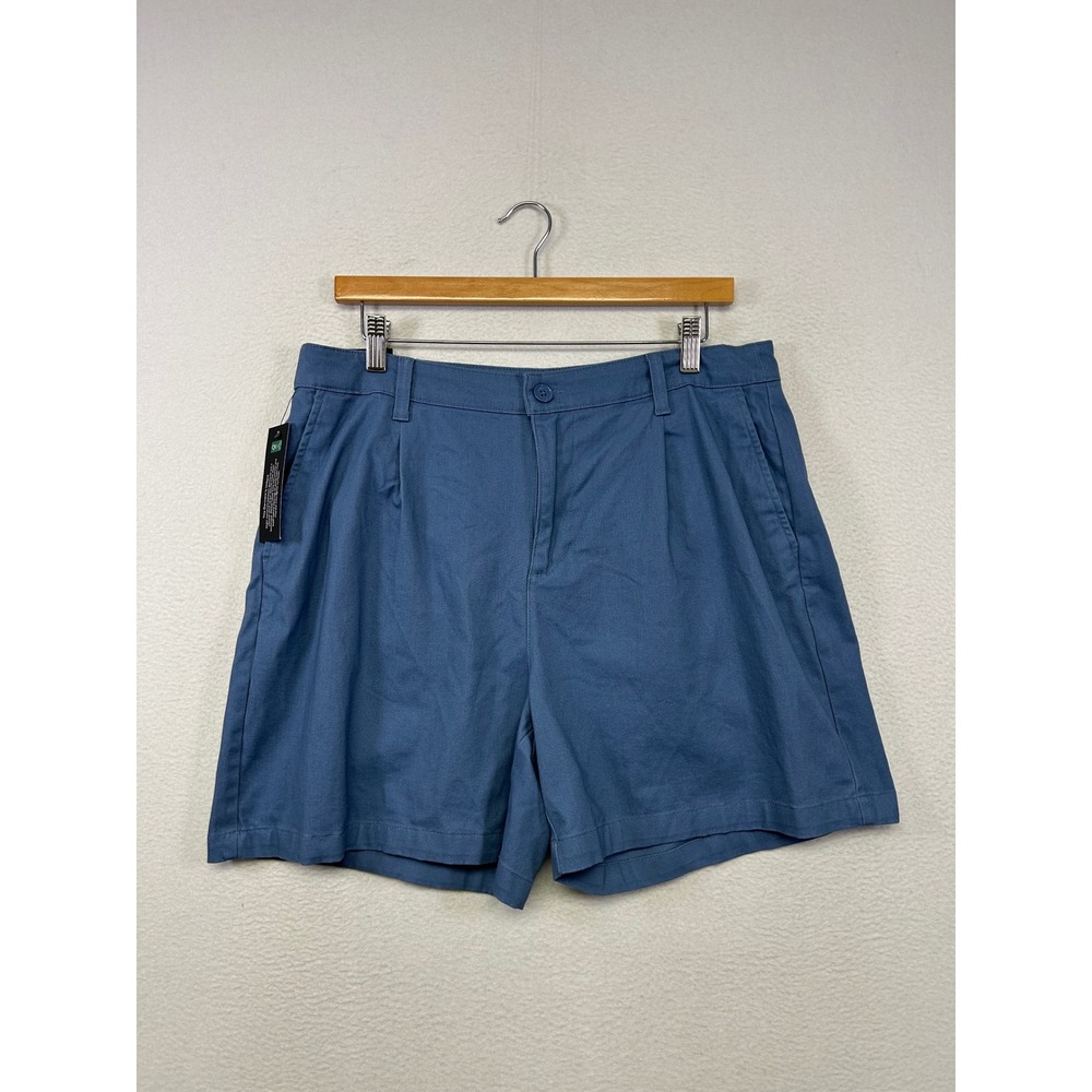 Preppy Banana Republic Women 12 Blue Pleated Front Stretch Chino Shorts Coastal